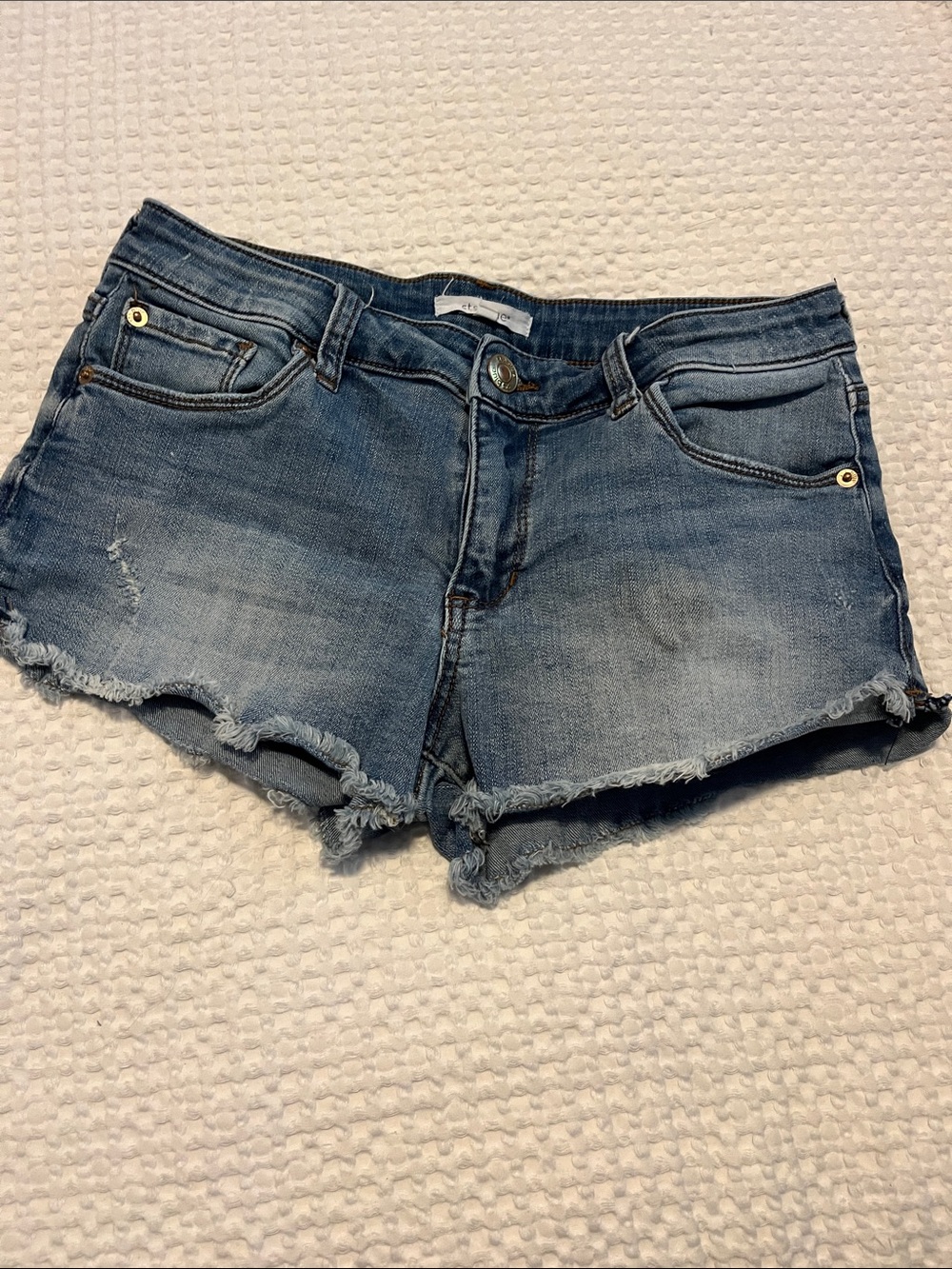 STS Blue Light Wash Frayed Denim Shorts